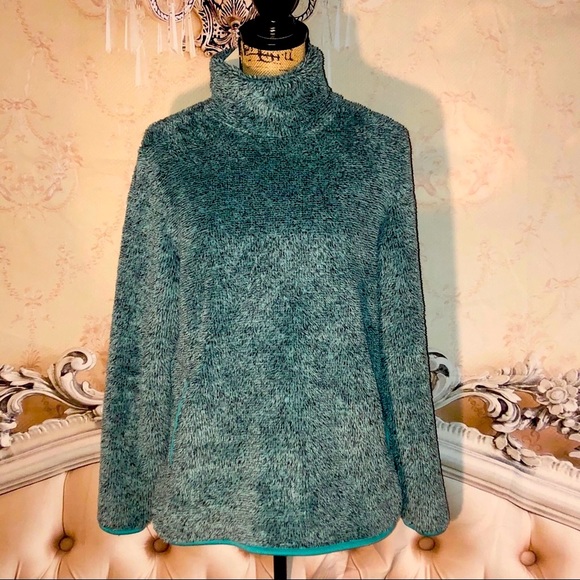 Modern Fit Fuzzy Green Pull Over Mock Neck Sweater - Picture 3 of 4